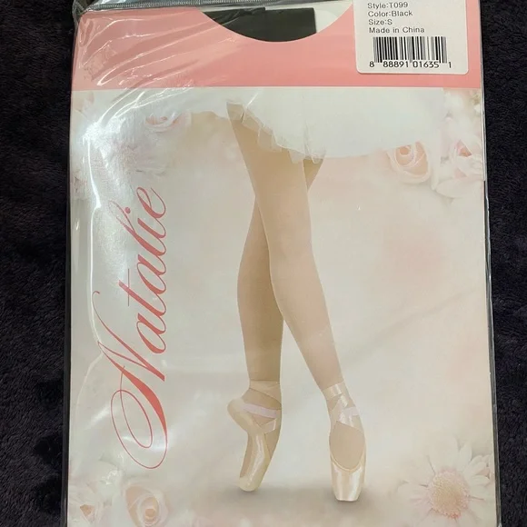Lot of 4 Natalie Dancewear Black Tights Child S, NWT