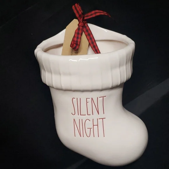 Rae Dunn NWT SILENT NIGHT Ceramic Christmas Stocking