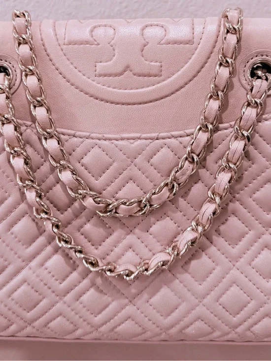 Tory Burch Pink Leather Medium Fleming Shoulder Bag
