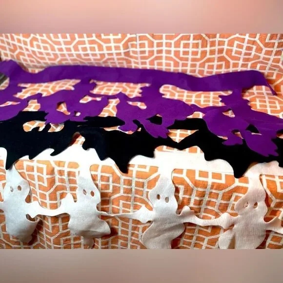 👻🎃👻 3 NEW! Halloween Decorative Felt Banners Ghost Bats & Witches