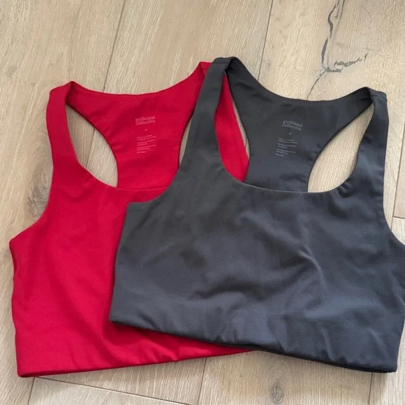 Girlfriend Collective set 2 bras Red and Gray size medium