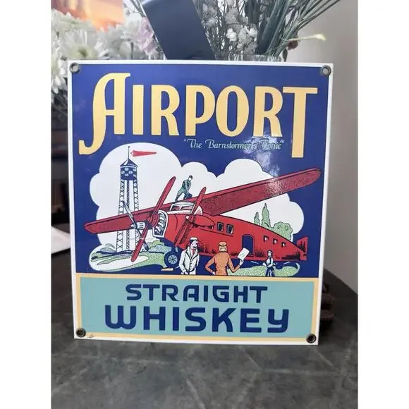 Airport Whiskey Vintage Look‎ Advertising Metal Sign 9 x 8