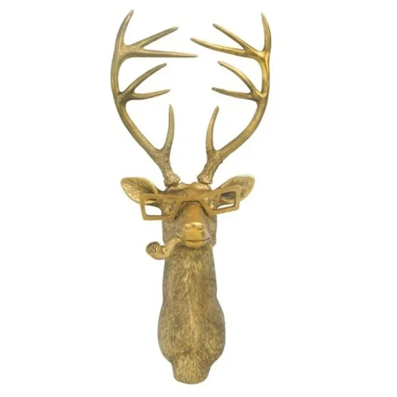 Gold Deer in Glasses Wall Art – Whimsical Statement Décor