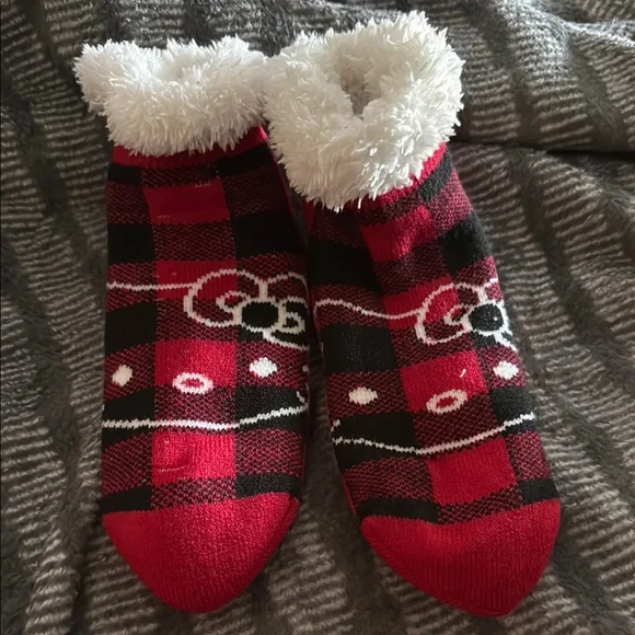 Sanrio Red and Black Plaid Fuzzy Socks