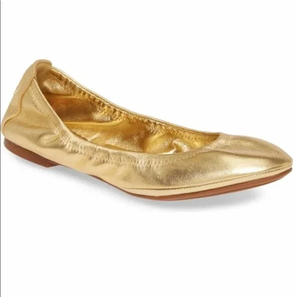 NWT Tory Burch Eddie Ballet Flat Gold Metallic