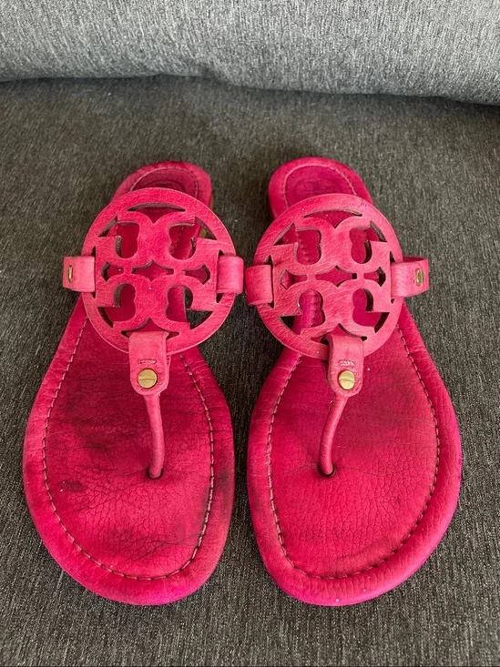 Tory Burch Miller sandals cerise pink leather US 9