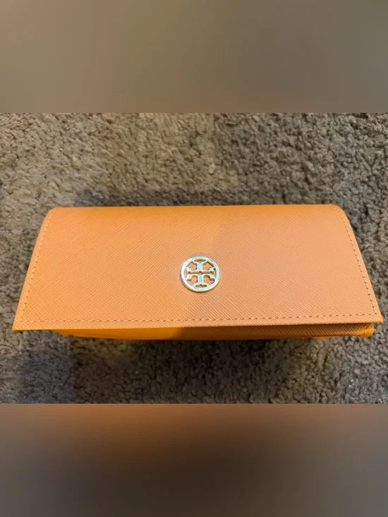 Tory Burch Orange Saffiano glasses case