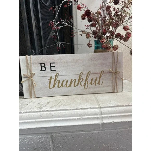 Rustic Be Thankful Wood Sign Wall Decor‎ Inspirational Quote Farmhouse
