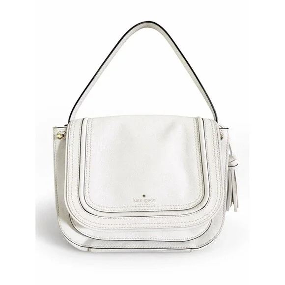 Kate Spade New York 100% Genuine Goat Leather Medium Rianne White Shoulder Bag