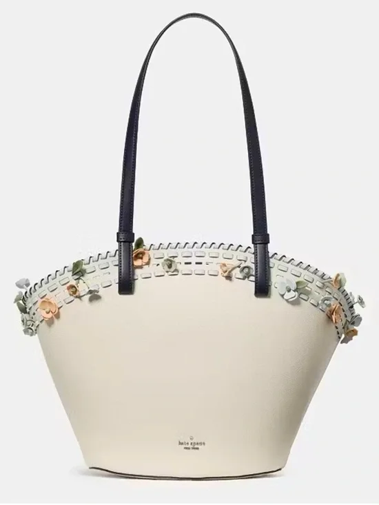 Kate Spade New York Dahlia Large Floral Tote Bag Meringue White Multi