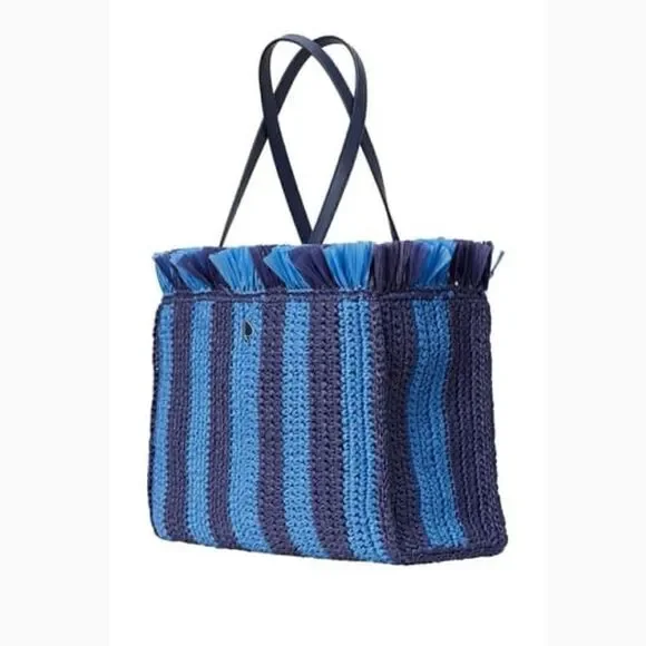 Kate Spade New York Sam Striped Straw Tote