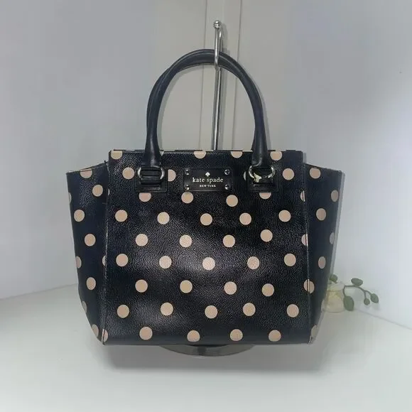 Kate Spade Black and Tan Polka Dot Satchel