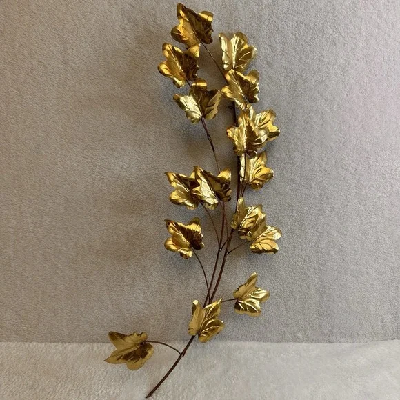 HOMCO‎ Vintage Ivy Leaf Branch Brass & Gold Tone Metal Wall Decor 18