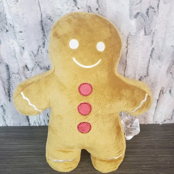 Large Christmas Gingerbread Man Cookie Shaped Pillow 14‎ Plush Holiday Decor