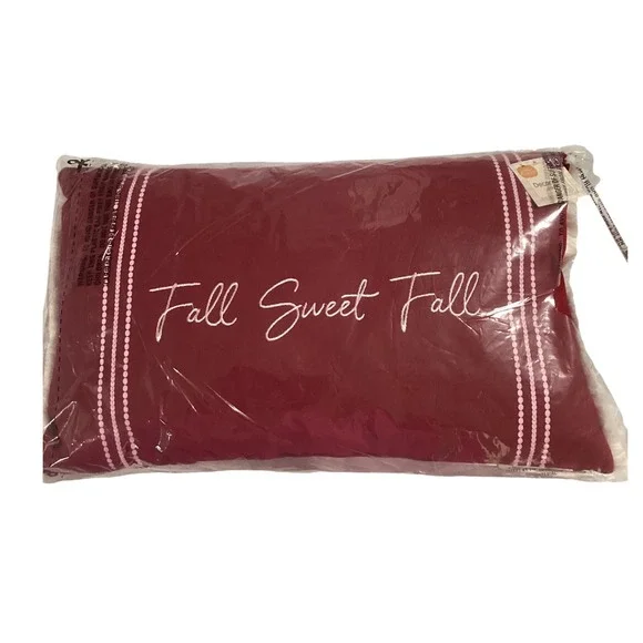 Fall Sweet Fall Lumbar Pillow Burgundy‎ White Pink Decorative Accent 12x20