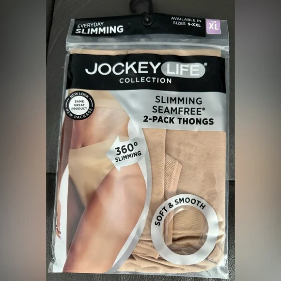 Jockey Slimming Seamfree 2 Pack Thongs. Size XL. Nude. Soft And Smooth. NWT.
