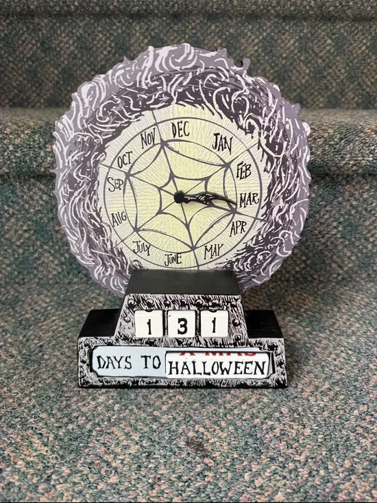 Disney Halloween Countdown Perpetual Calendar Clock - Black & Cream