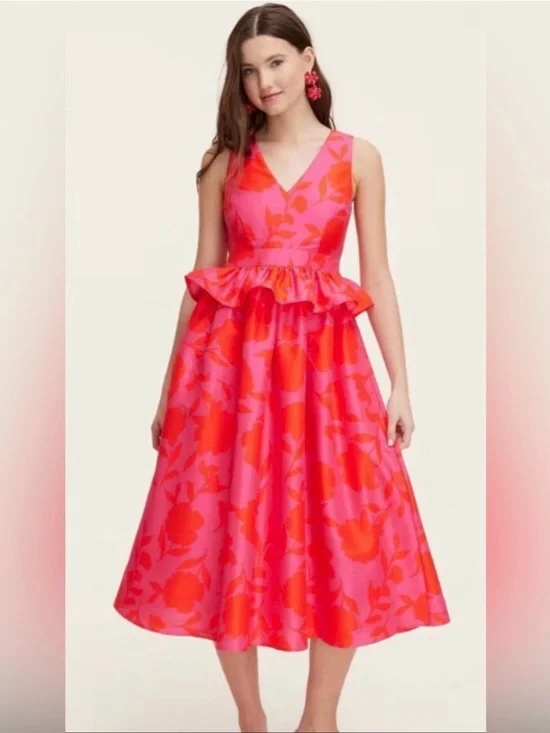 Kate Spade XTarget Classic Rose Peplum Midi Dress - Size 00 NWOT