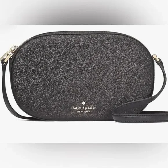 Kate Spade New York Black Glimmer Glitter Crossbosy NWT