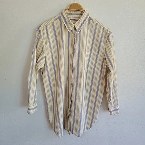 Victoria‎ Secret Pajama Sleep Shirt Large Cotton Striped Casual Lounge Preppy