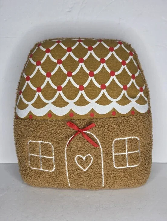 Gingerbread House Christmas Holiday Accent Throw Pillow Decor
