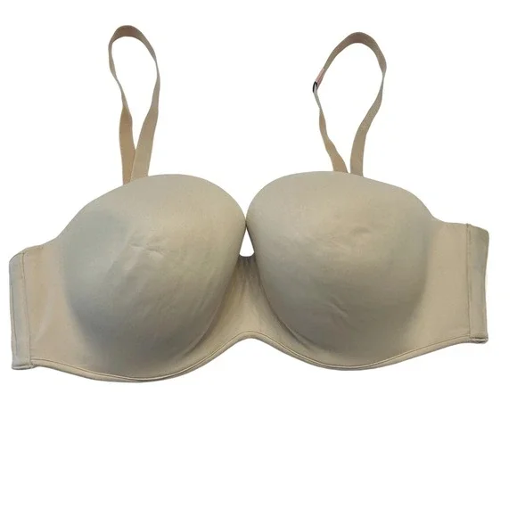 Cacique Smooth Boost Strapless Bra Plus Size 40DD Beige Multi-Way Underwire NEW