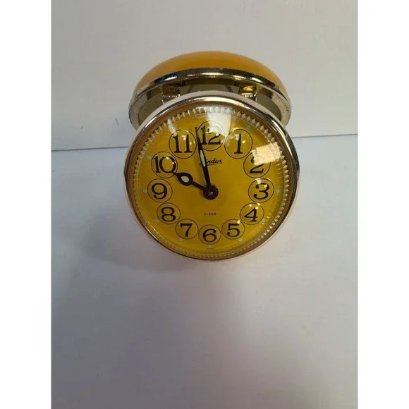 Vintage Linden Yellow Travel Alarm Clock Japan