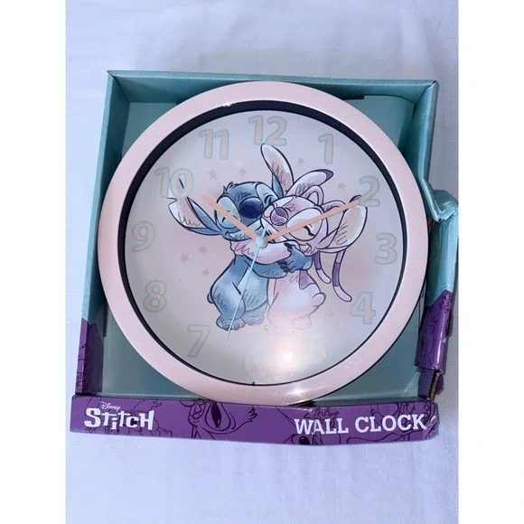 Disney Lilo & Stitch Angel Pink Analog Wall Clock LAS3080 10 Inch New