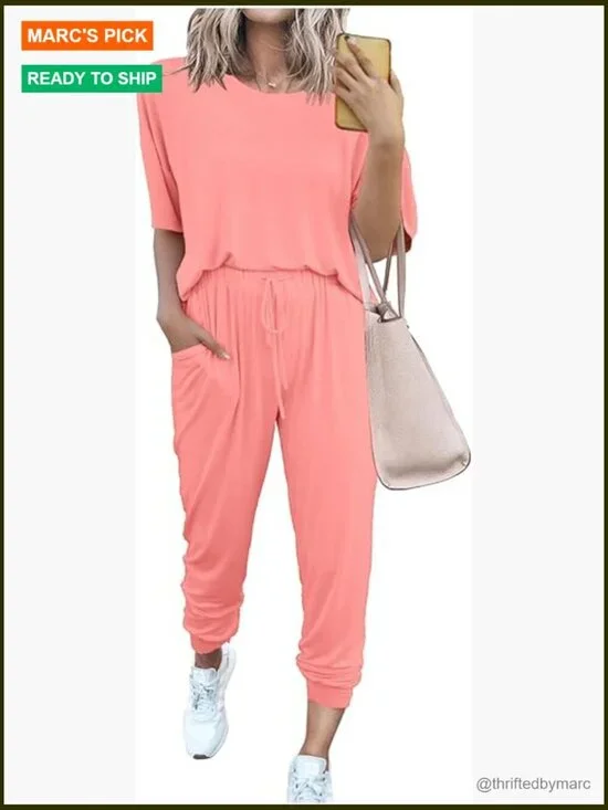 Women's Two Piece Lounge Set Jogger Pants Matching Outfits Size XL