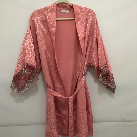Vintage Val Mode Elegant Pink Kimono Robe Size M