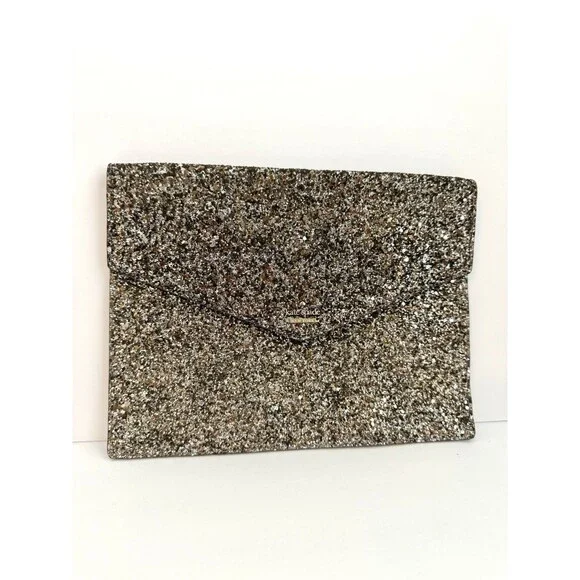 Kate Spade New York Glitter Envelope Clutch Champagne Rose Gold Evening Pouch
