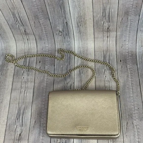 Kate Spade New York Purse Bag Women’s O/S Pale Gold Leather Shoulder