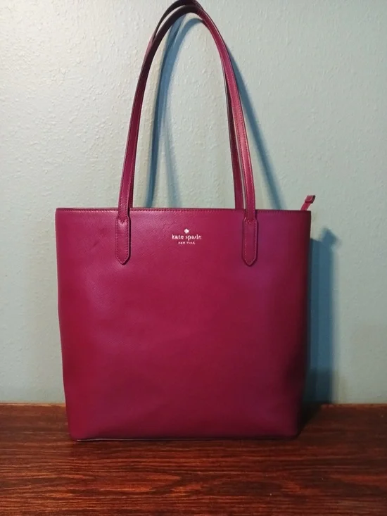 kate spade New York Jana Saffiano Leather Tote Bag in Dark Raspberry