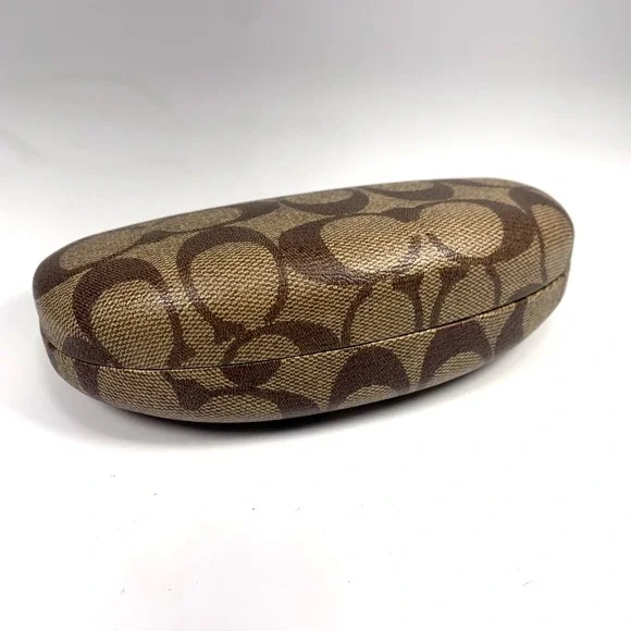 Coach Signature Monogram Sunglasses Case Brown Hard Clamshell - Case Only