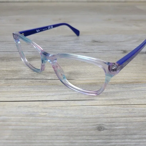 Ray-Ban Eyeglasses Frames RB1591 3807 Kids Transparent Blue Cat Eye 48-16-130