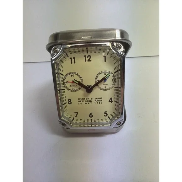 Spirit of St. Louis McCook Field Tin Travel Alarm Clock‎ Premarin Edition