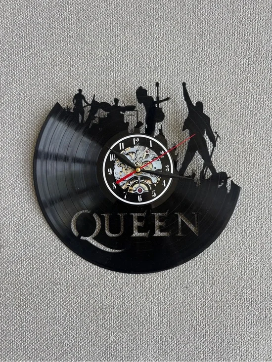Queen Vinyl Record Wall Clock – Rock Band Decor – Handmade Upcycled LP Clock