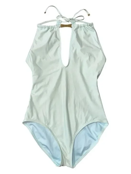 Kate Spade Women’s Size S Caribbean Blue Crescent High Neck One piece Swimsuit