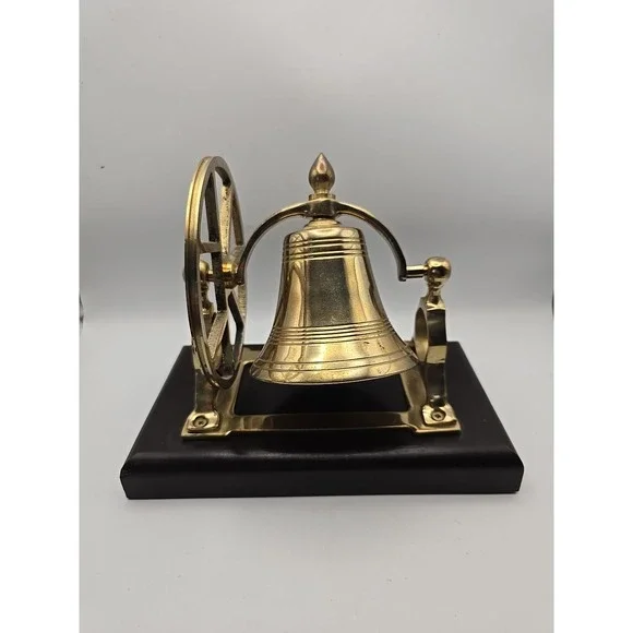 Nautical‎ Brass Ships Wheel Hotel Counter Table Bell Vintage