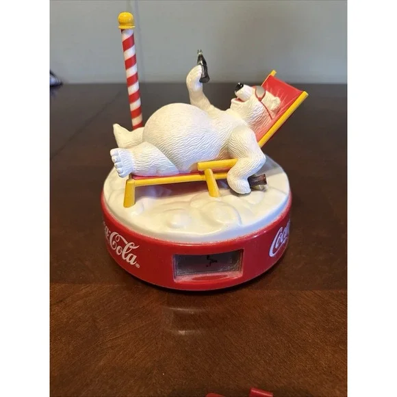 Vintage 1995‎ Coca-Cola Polar Bear Musical Alarm Clock Nostalgic Read