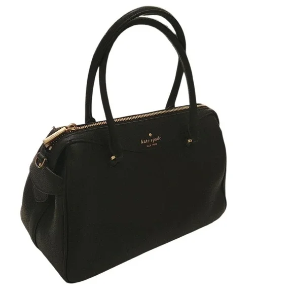 Kate Spade New York Black Pebbled Leather Satchel Gold Hardware Handbag Mimi