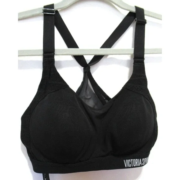 Victoria's Secret Sport Size 32B Lightweight Black Lace Racerback Sports Bra