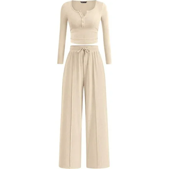Women's 2 Piece Lounge Set Polyester Blend Fall Casual Matching Outfit