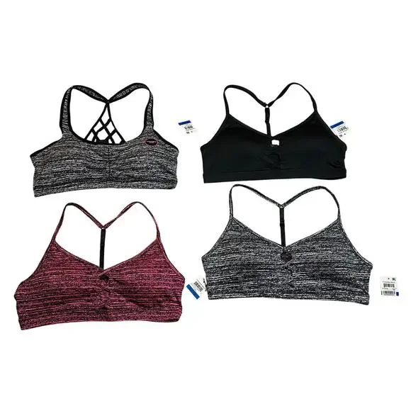 BUNDLE (4) Material Girl Active Sports Bra Size X-Large NEW Workout Gym Active