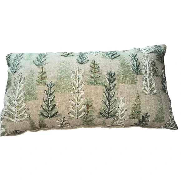 Tommy Bahama Lumbar Throw Pillow Pine Trees Embroidered Beaded Christmas Decor