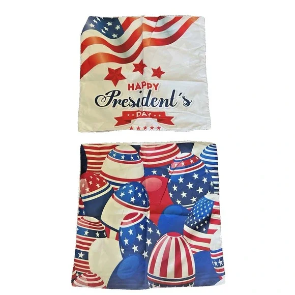Presidents Day Pillow Covers 18X18 Inch,Set‎ of 2 Patriotic Red White Blue