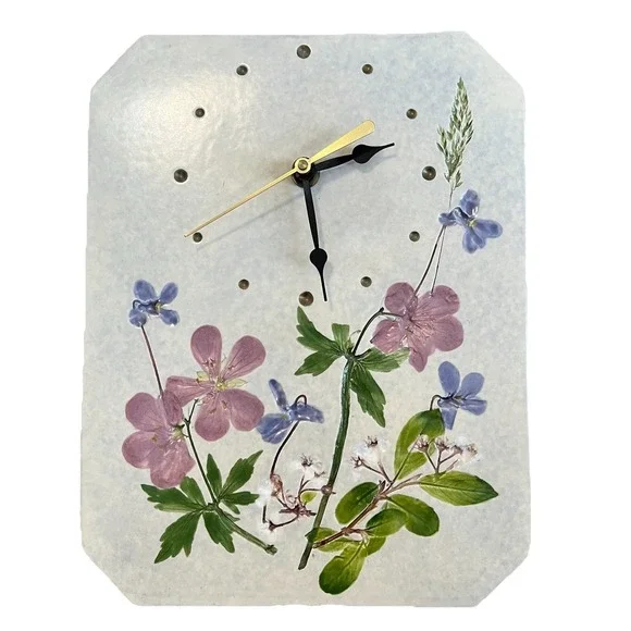 Salt Marsh Pottery Floral‎ Wall Clock Studio Art VTG Hand Painted Glazed Decor