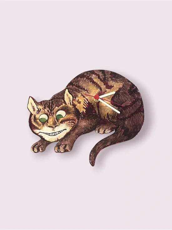 Cheshire Cat Alice in Wonderland Inspired Decorative Battery Operated Clock
