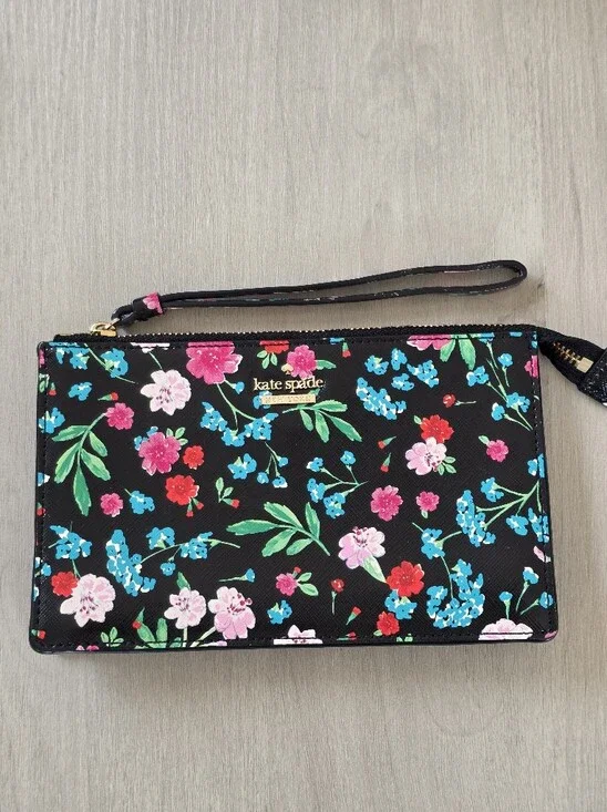 kate spade Black Floral Wristlet Clutch