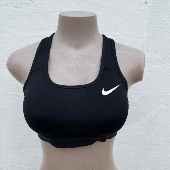Nike Women's Black Sports Bra with White Logo